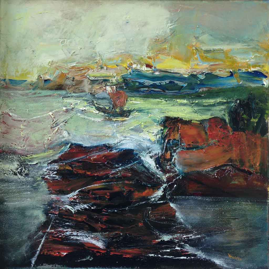 Naomhóg on the Camino 22 Naomhoig on the Camino by Liam Holden oil on panel 2018
