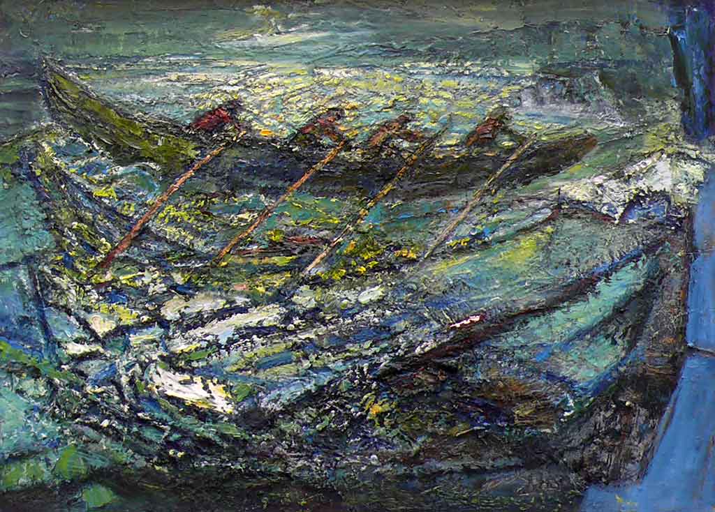 On the Oars by Liam Holden oil on canvas 69cm x 50cm 2014