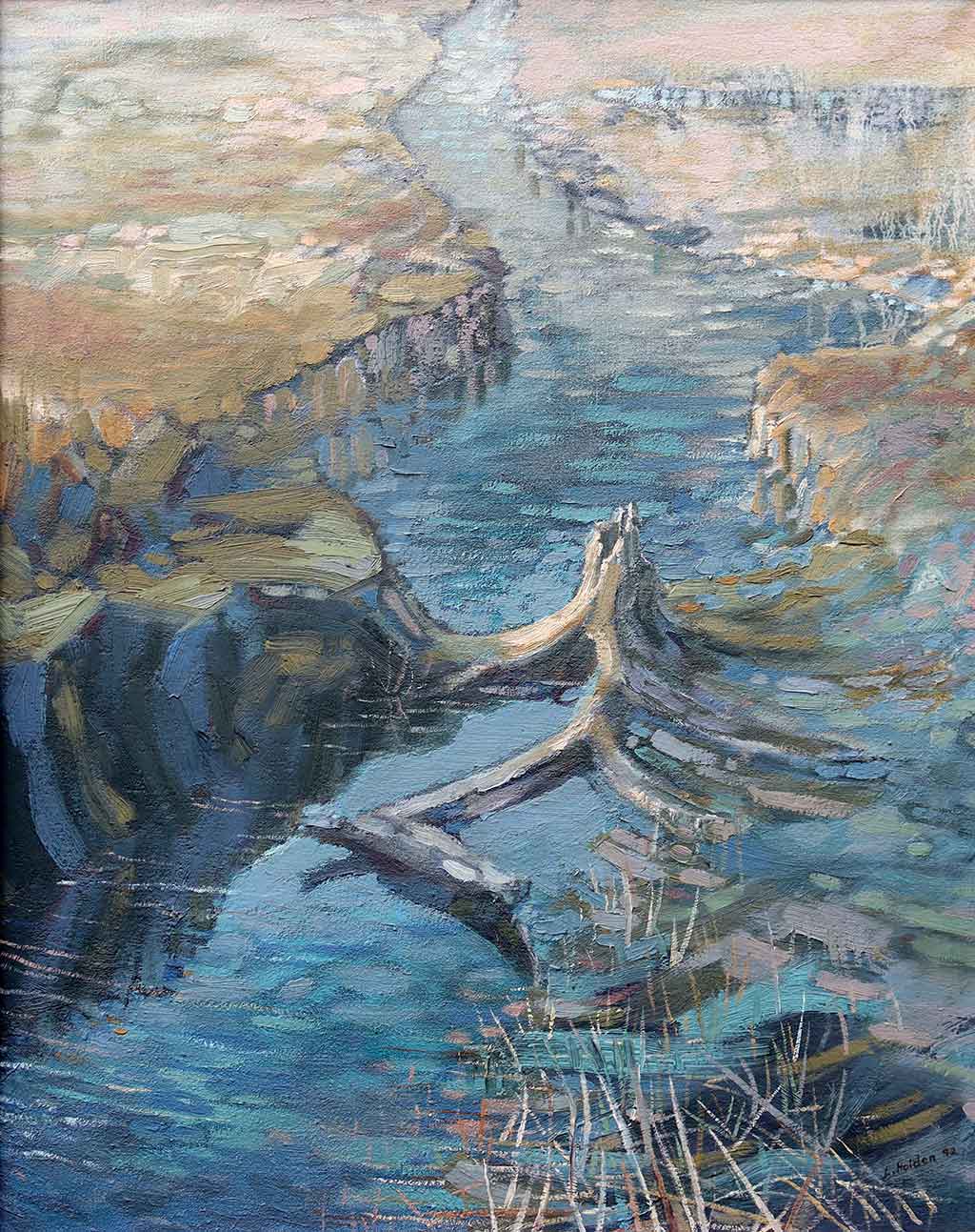 Bog Caum an Lochaigh by Liam Holden oil on canvas 1992